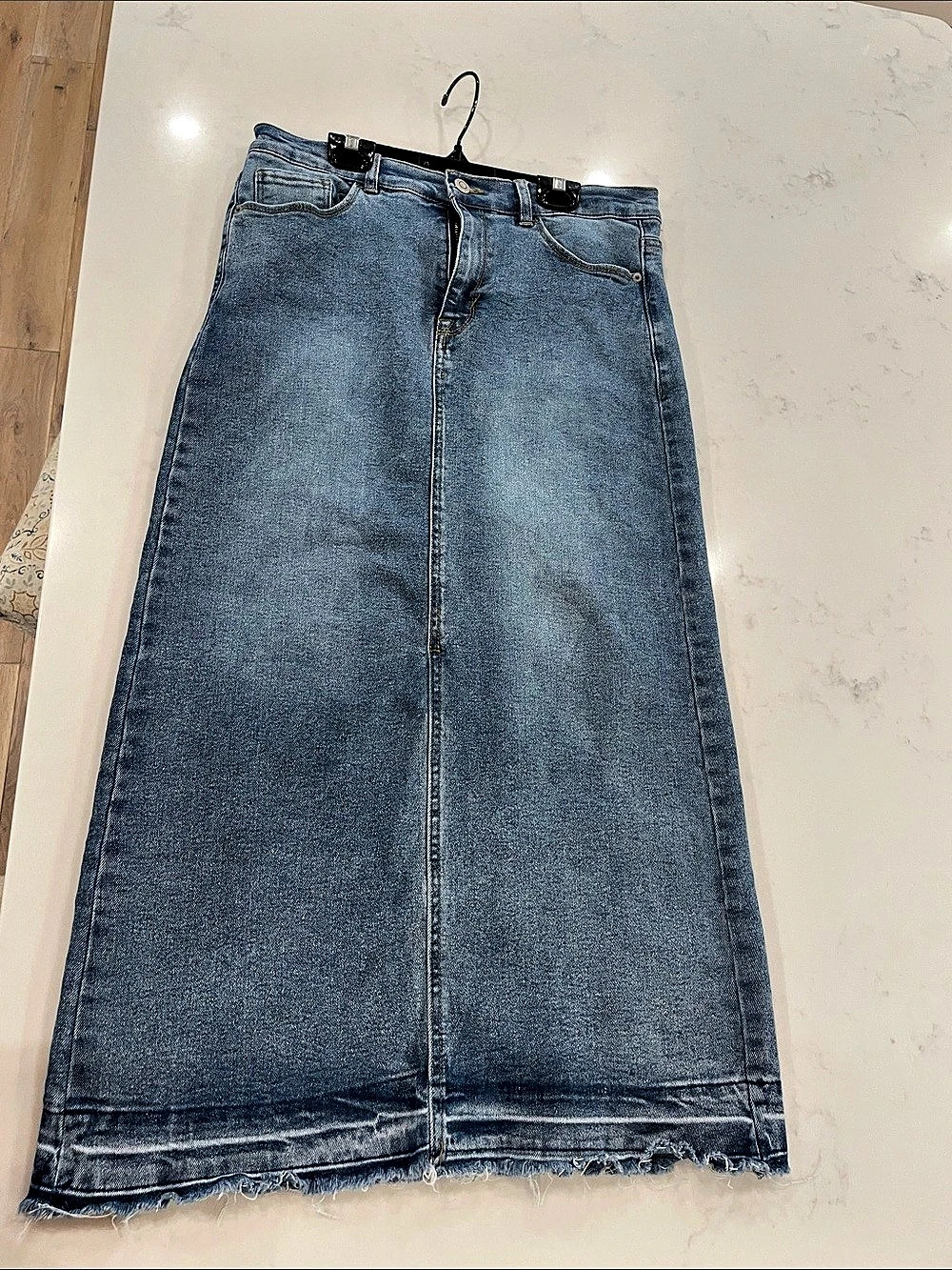 Kensie The High Rise Midi Skirt Denim Blue Size 10 (30)